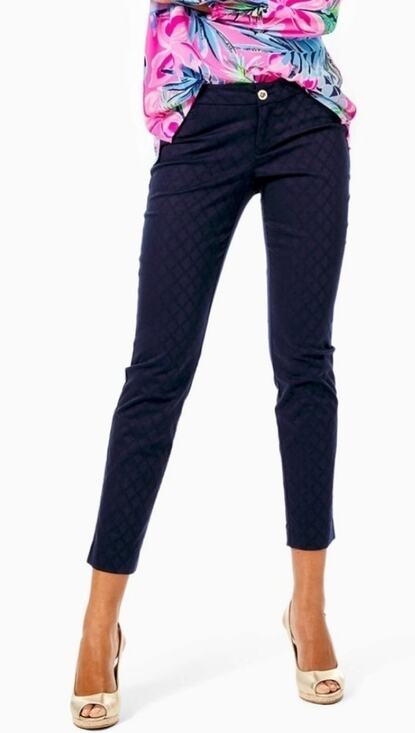 Lilly Pulitzer Pants - Lilly Pulitzer Kelly Skinny Jacquard Stretchy Ankle Pant, Midnight Navy Blue, 4